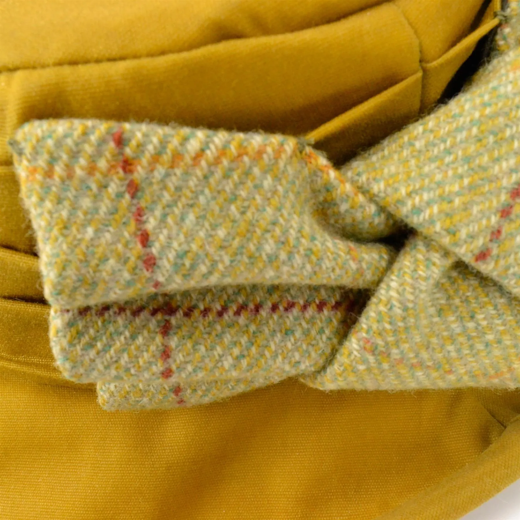 Ladies Wax Hat with Tweed Bow - Yellow