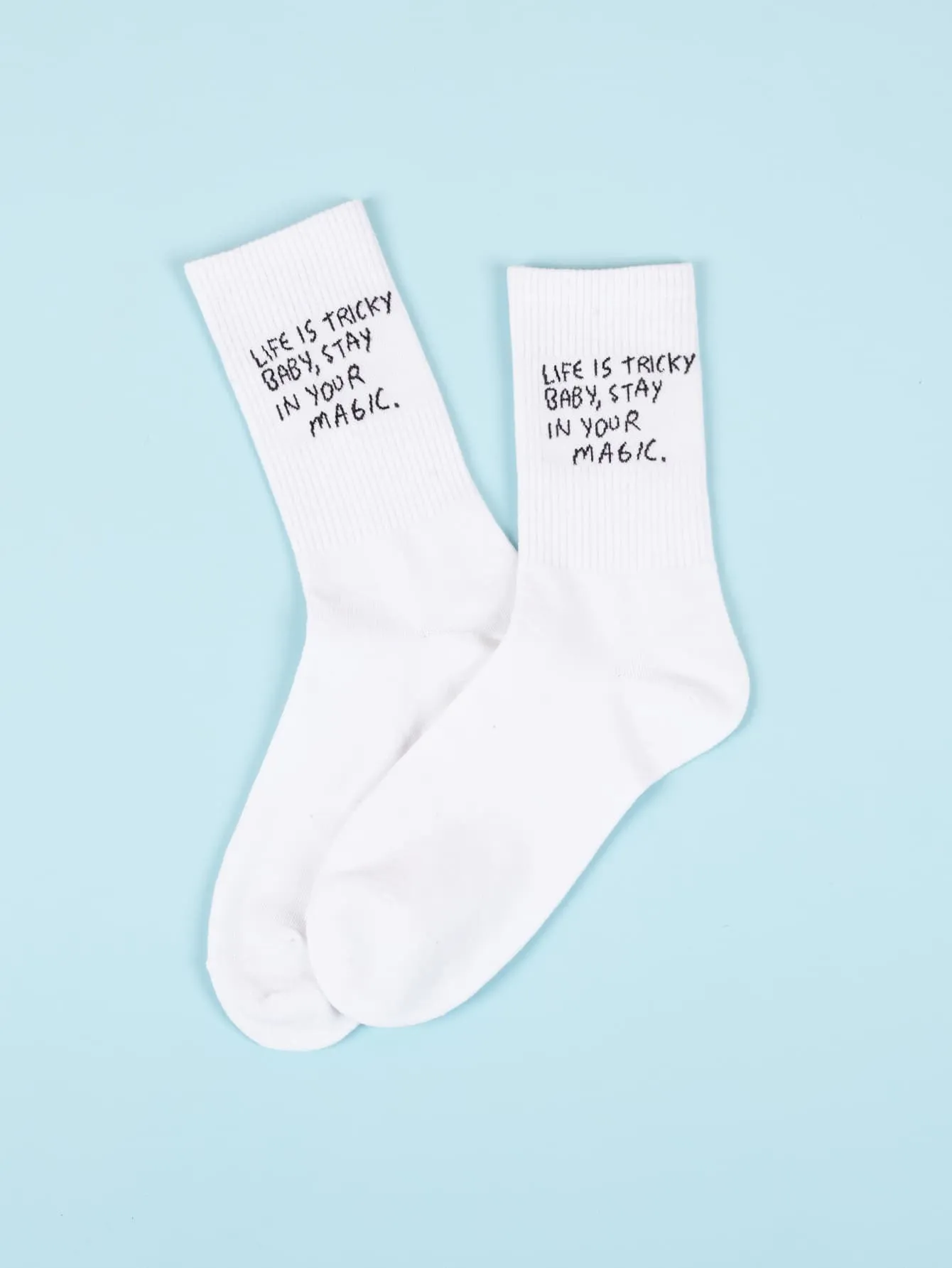 Life Is Tricky Baby Crew Socks Silly Socks for Men Funky Socks Funny Socks