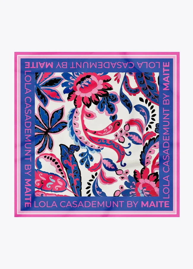 Lola Casademunt Pink/Blue Floral Print Scarf