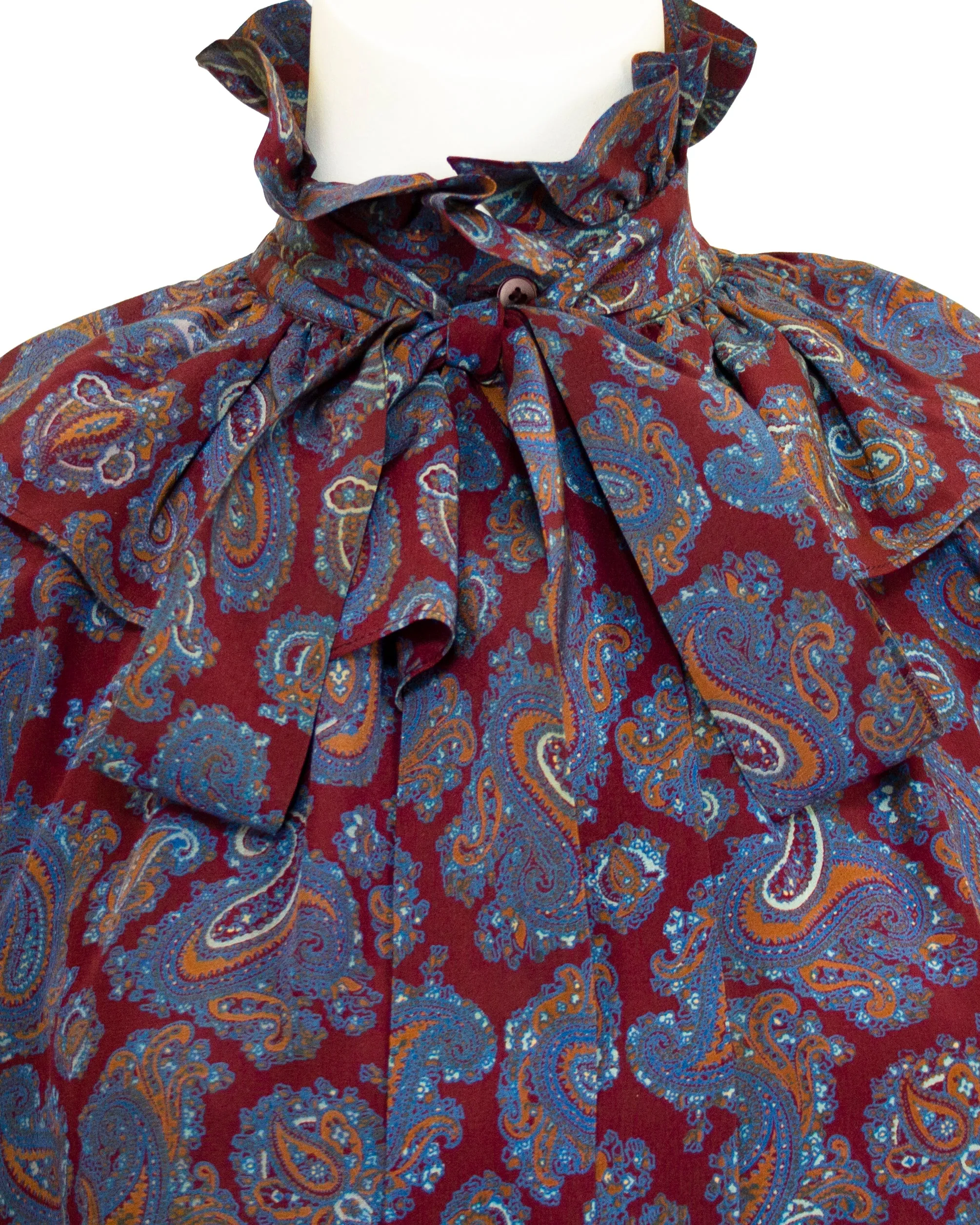 Maroon Russian Collection Silk Paisley Dress