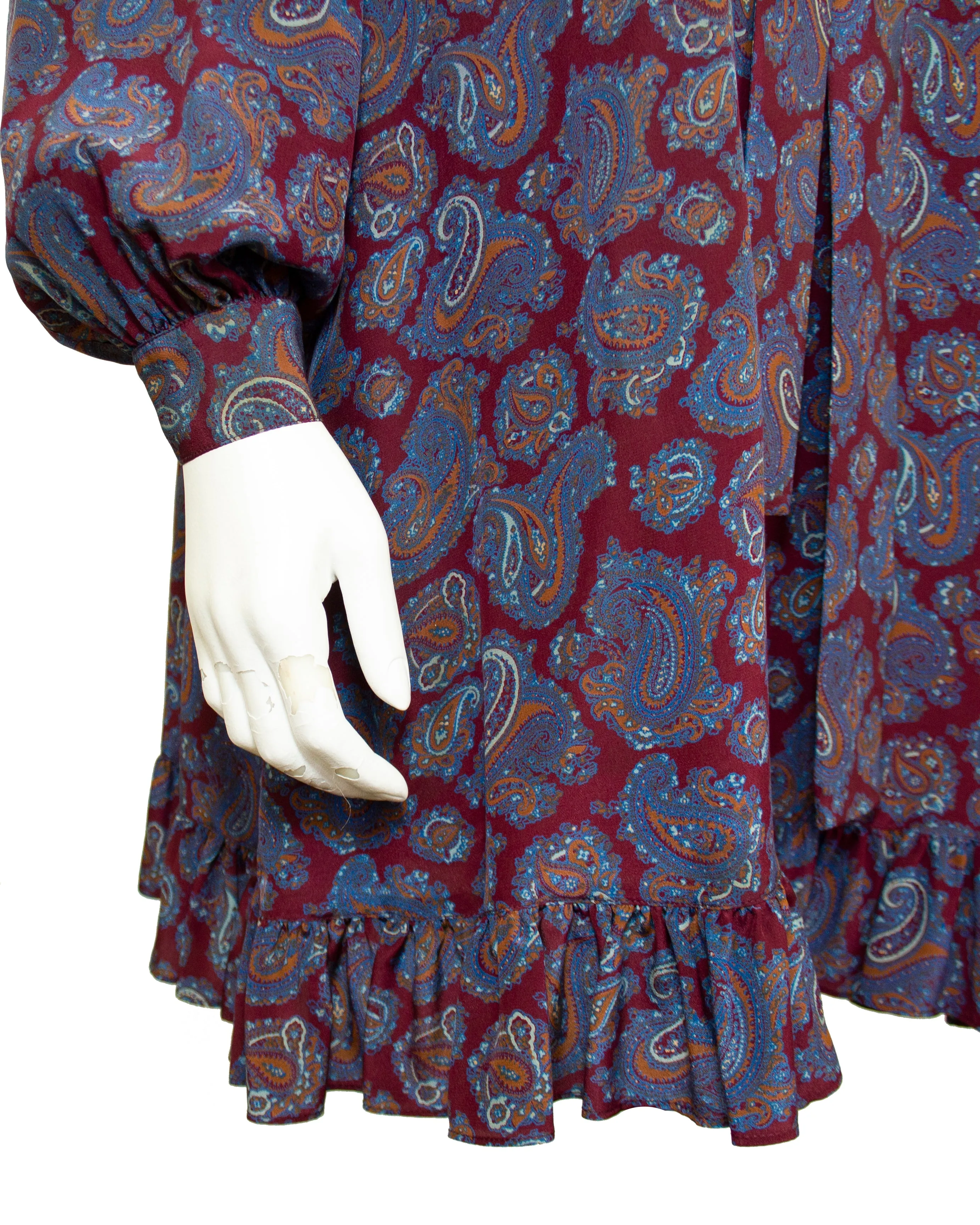 Maroon Russian Collection Silk Paisley Dress