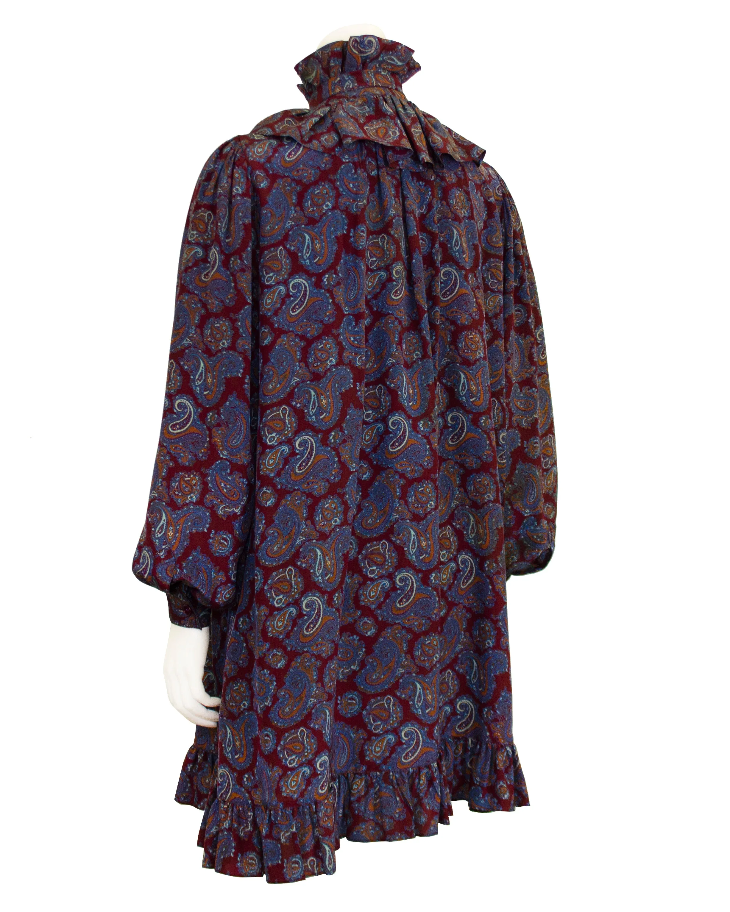 Maroon Russian Collection Silk Paisley Dress