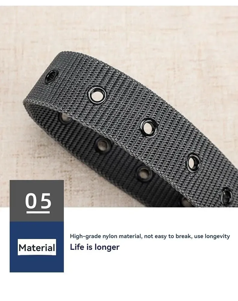 Men's Belt Porous Canvas Pin Buckle Leather Belt Outdoor Sports Belt Women's Trendy Eyelet Belt With Jeans Belt For Men Women