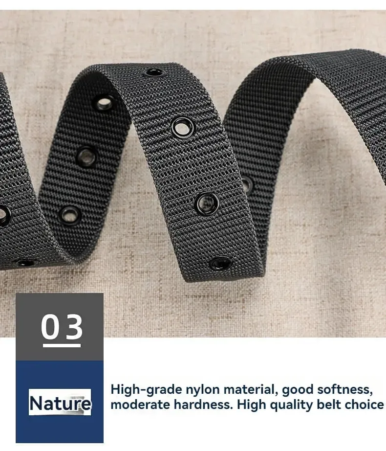 Men's Belt Porous Canvas Pin Buckle Leather Belt Outdoor Sports Belt Women's Trendy Eyelet Belt With Jeans Belt For Men Women