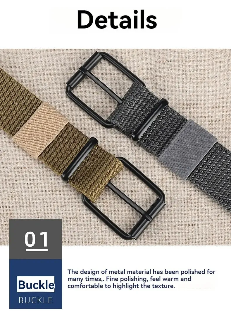 Men's Belt Porous Canvas Pin Buckle Leather Belt Outdoor Sports Belt Women's Trendy Eyelet Belt With Jeans Belt For Men Women