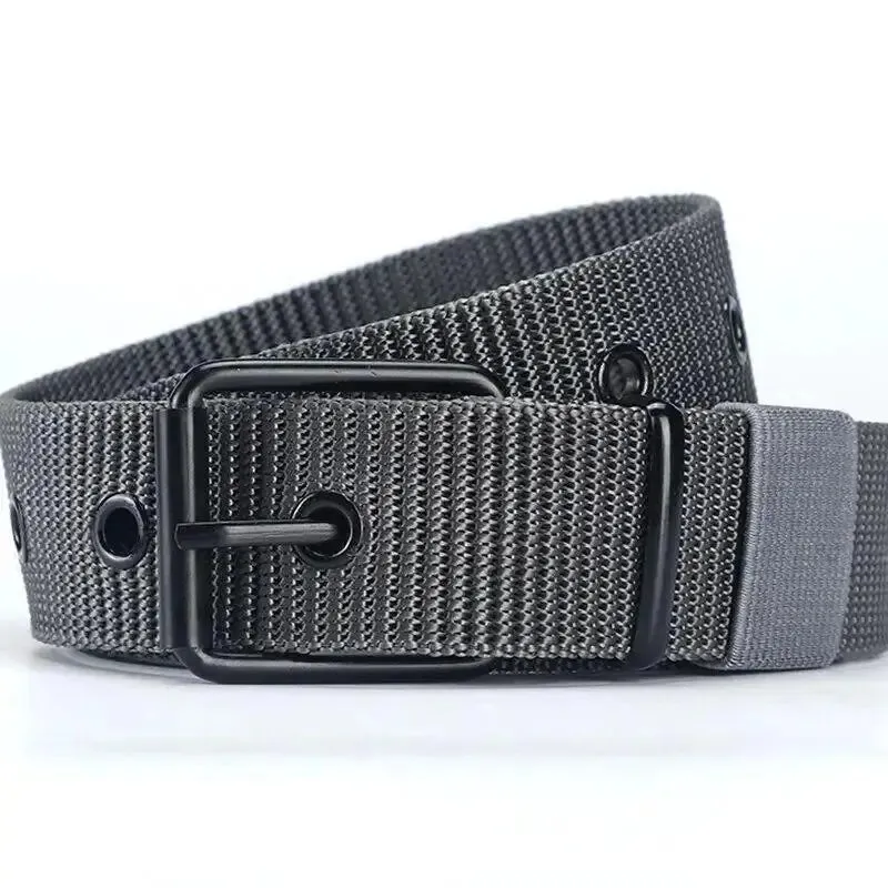 Men's Belt Porous Canvas Pin Buckle Leather Belt Outdoor Sports Belt Women's Trendy Eyelet Belt With Jeans Belt For Men Women