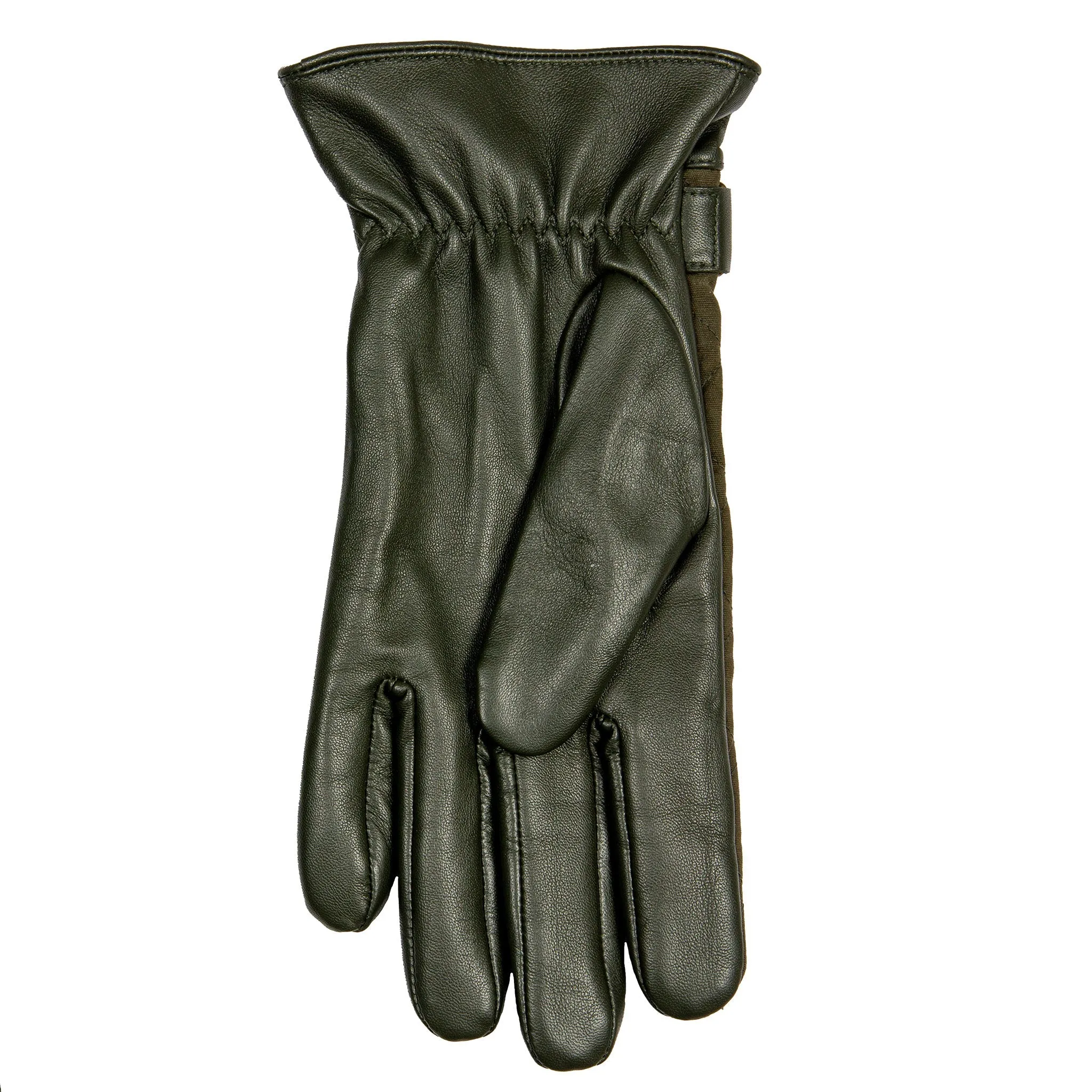 Men's Touchscreen Water-Resistant Lined Leather Gloves with Waxed Cotton Quilting