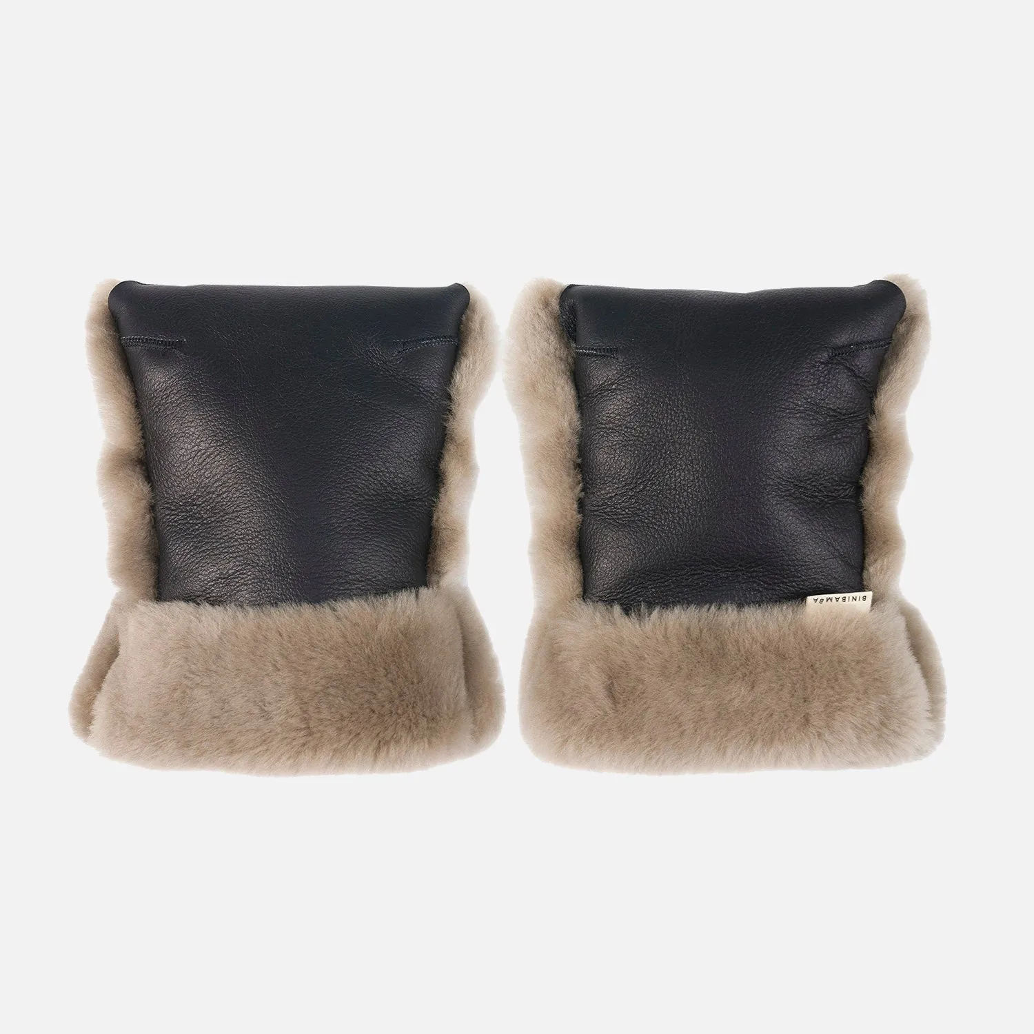 Merino Sheepskin Buggy Mittens - Noir/Toast