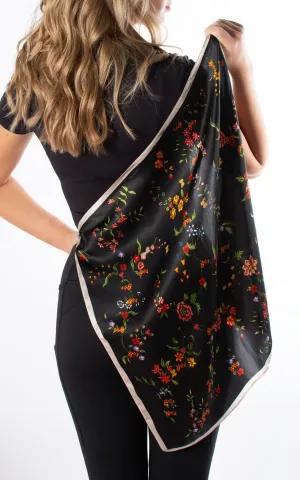 Midnight Garden Square Silk Scarf