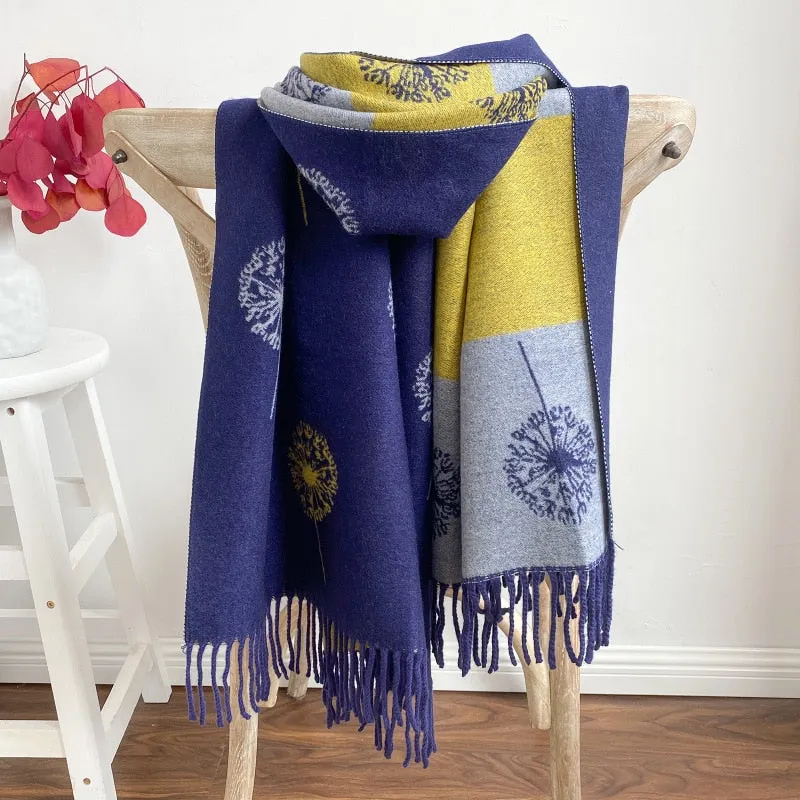 New Fashionable Winter Cashmere Scarf with Tassels and Plaid Pattern - Women's Shawl