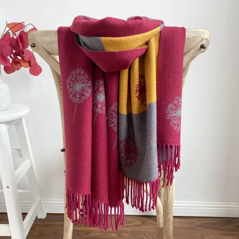 New Fashionable Winter Cashmere Scarf with Tassels and Plaid Pattern - Women's Shawl