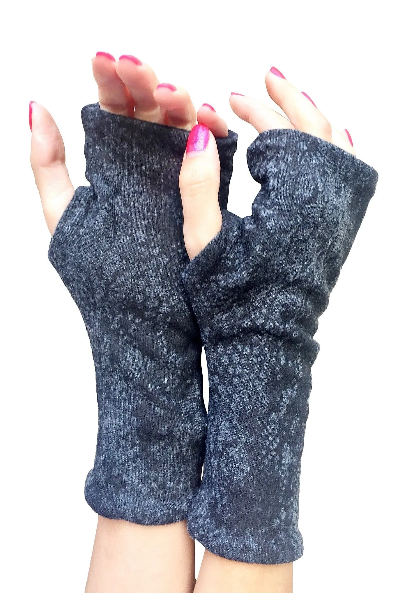 One Size Fingerless Gloves in Double Layer Ultra Soft Cashmere Feel Sweater Jersey