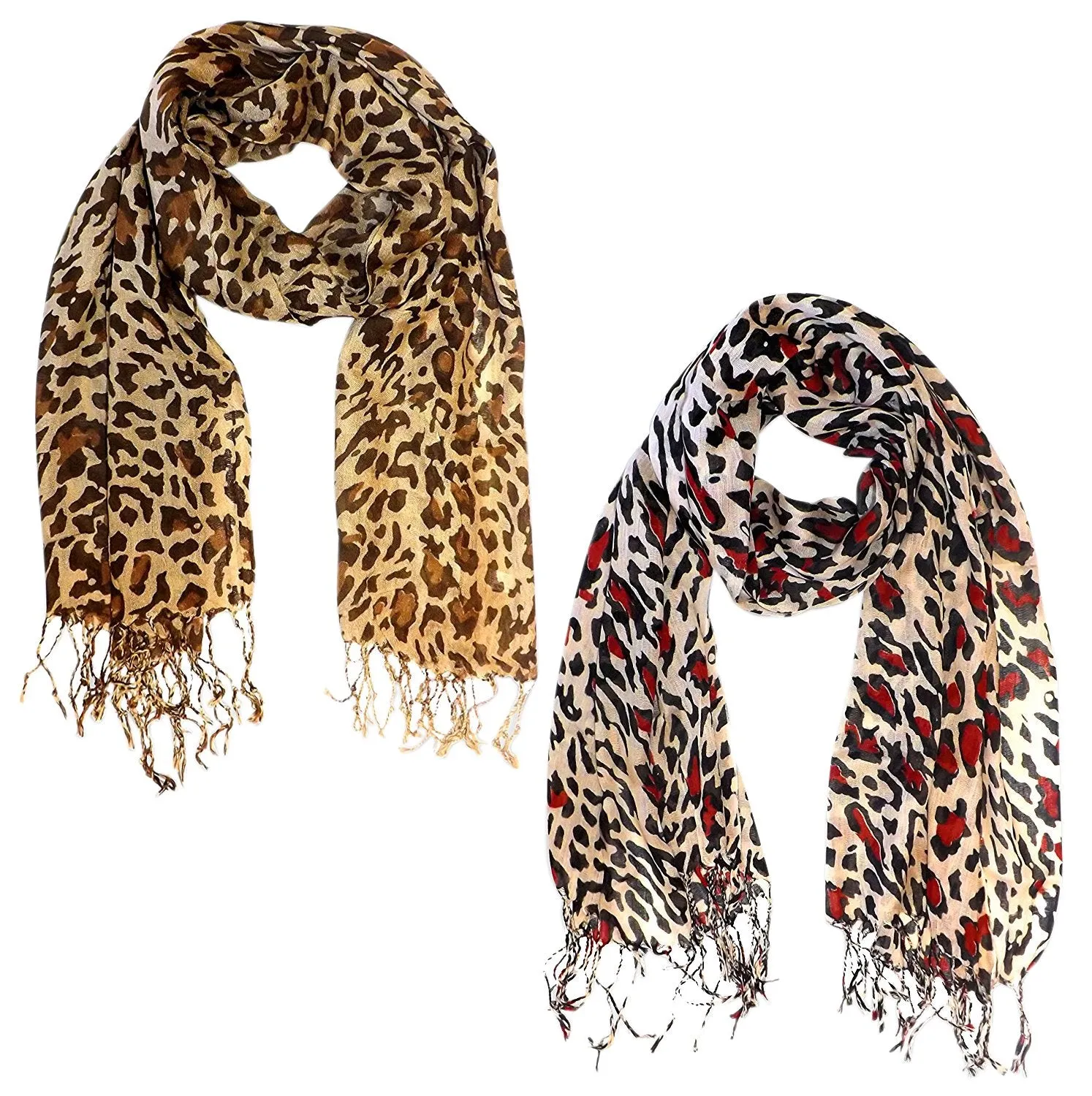 Peach Couture Beautiful Soft and Silky Leopard Print Pashmina Shawl Scarves