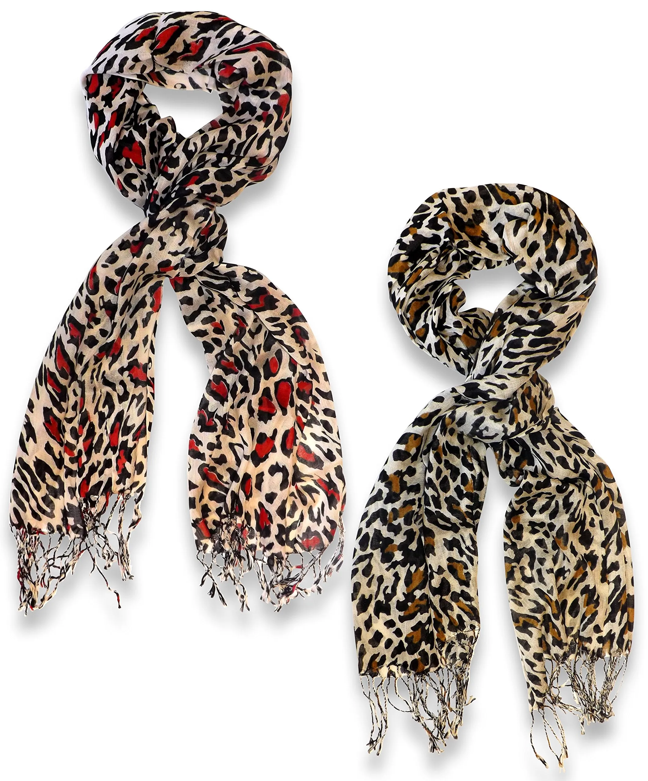 Peach Couture Beautiful Soft and Silky Leopard Print Pashmina Shawl Scarves