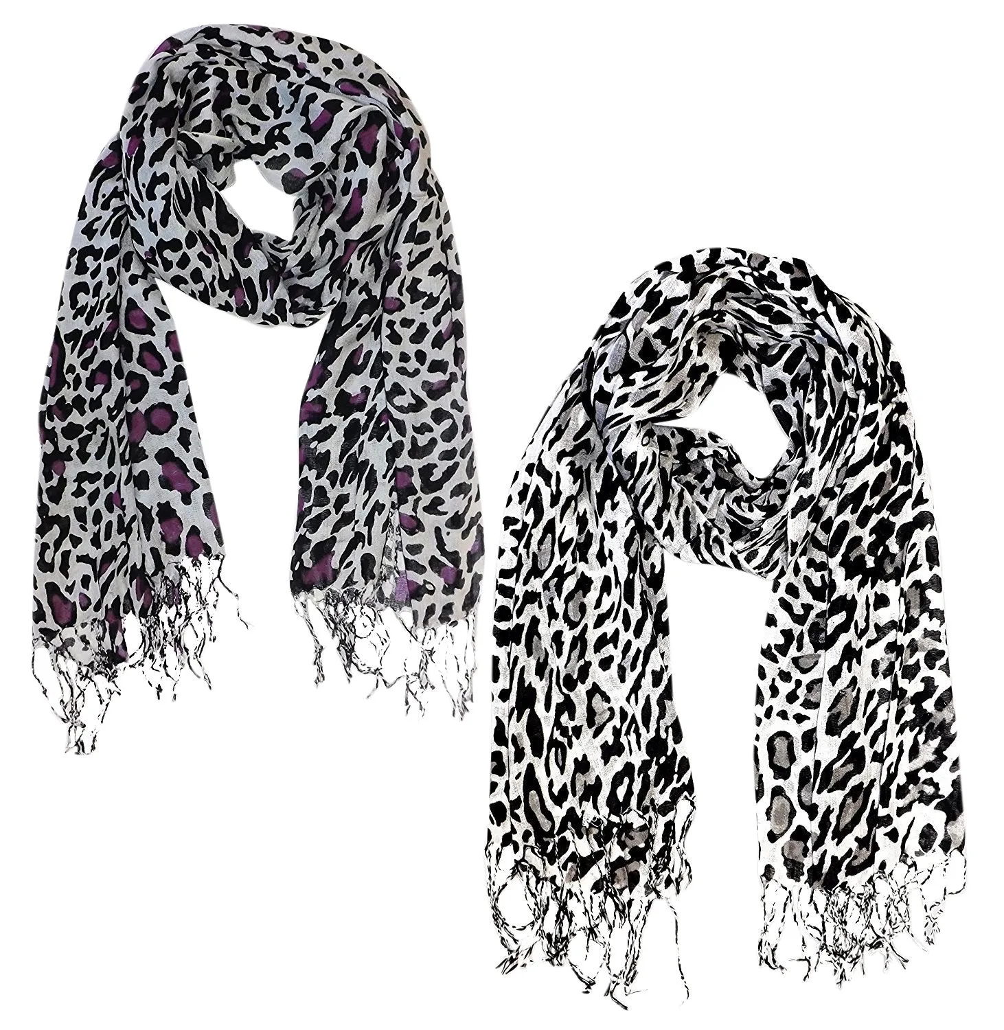 Peach Couture Beautiful Soft and Silky Leopard Print Pashmina Shawl Scarves