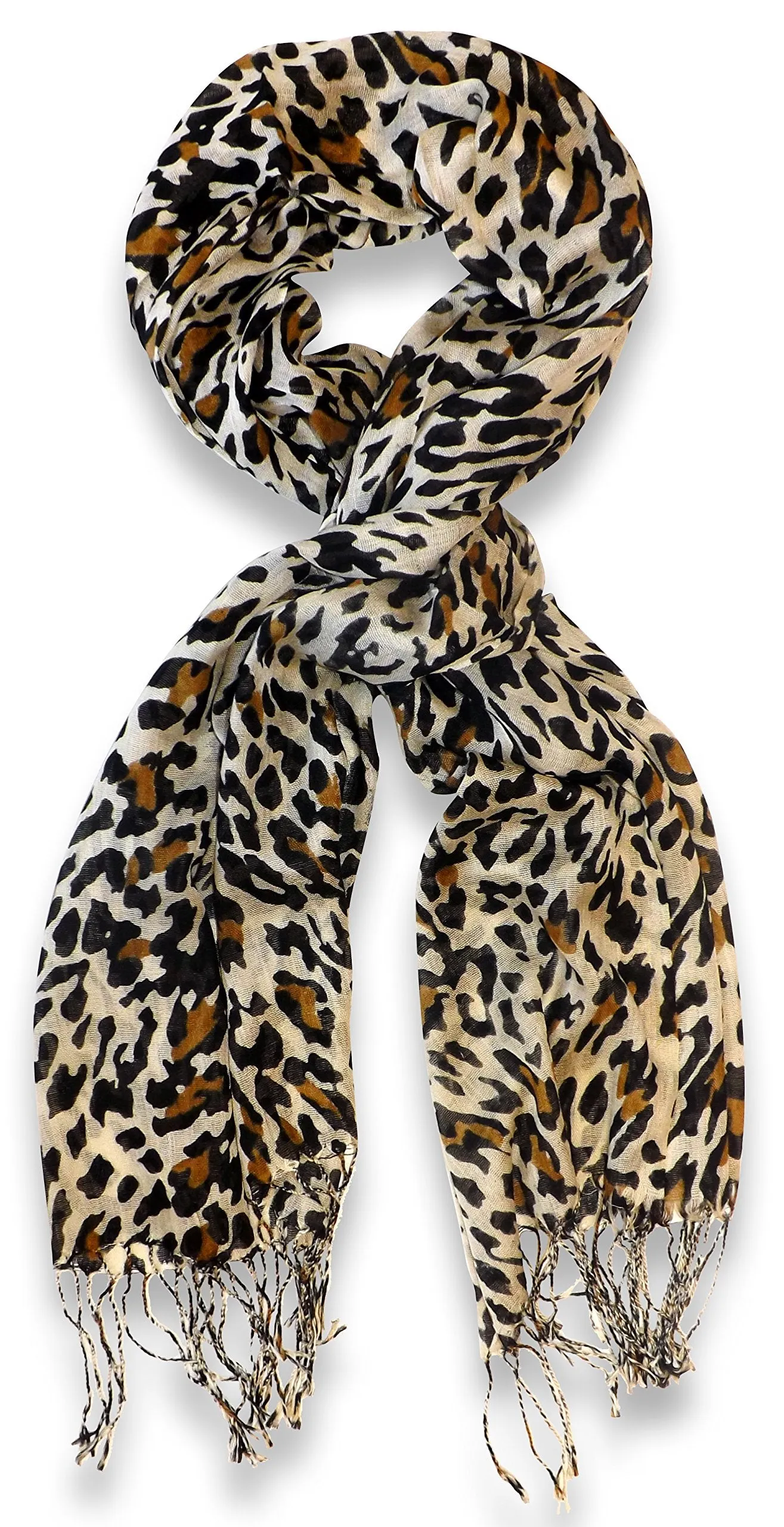 Peach Couture Beautiful Soft and Silky Leopard Print Pashmina Shawl Scarves