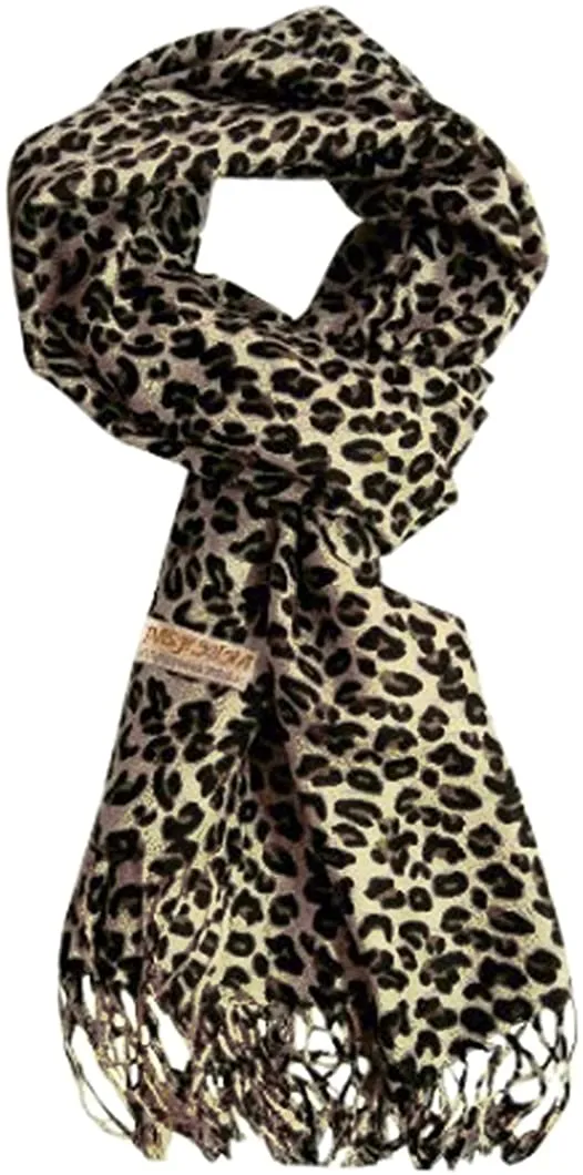 Peach Couture Beautiful Soft and Silky Leopard Print Pashmina Shawl Scarves