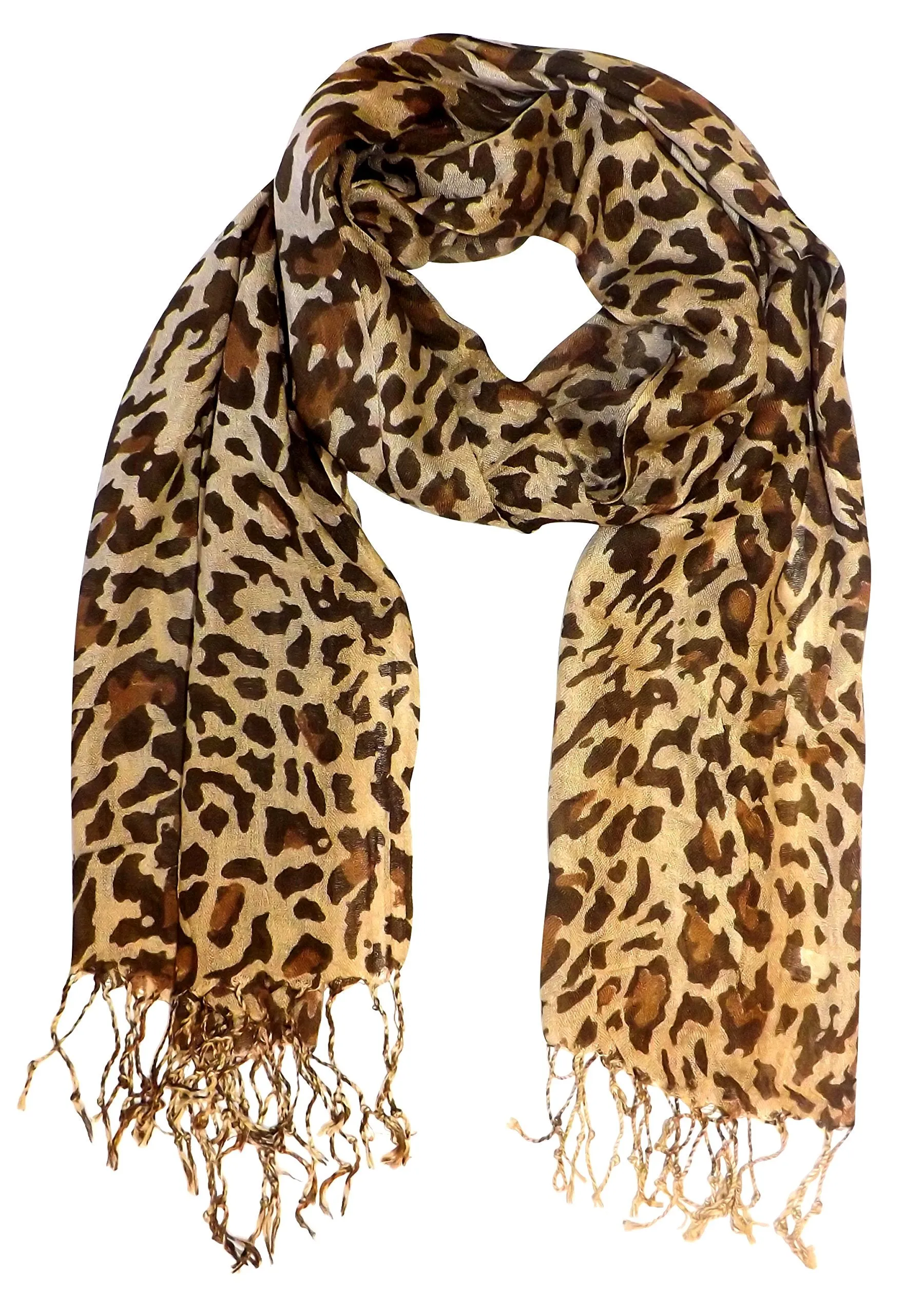 Peach Couture Beautiful Soft and Silky Leopard Print Pashmina Shawl Scarves