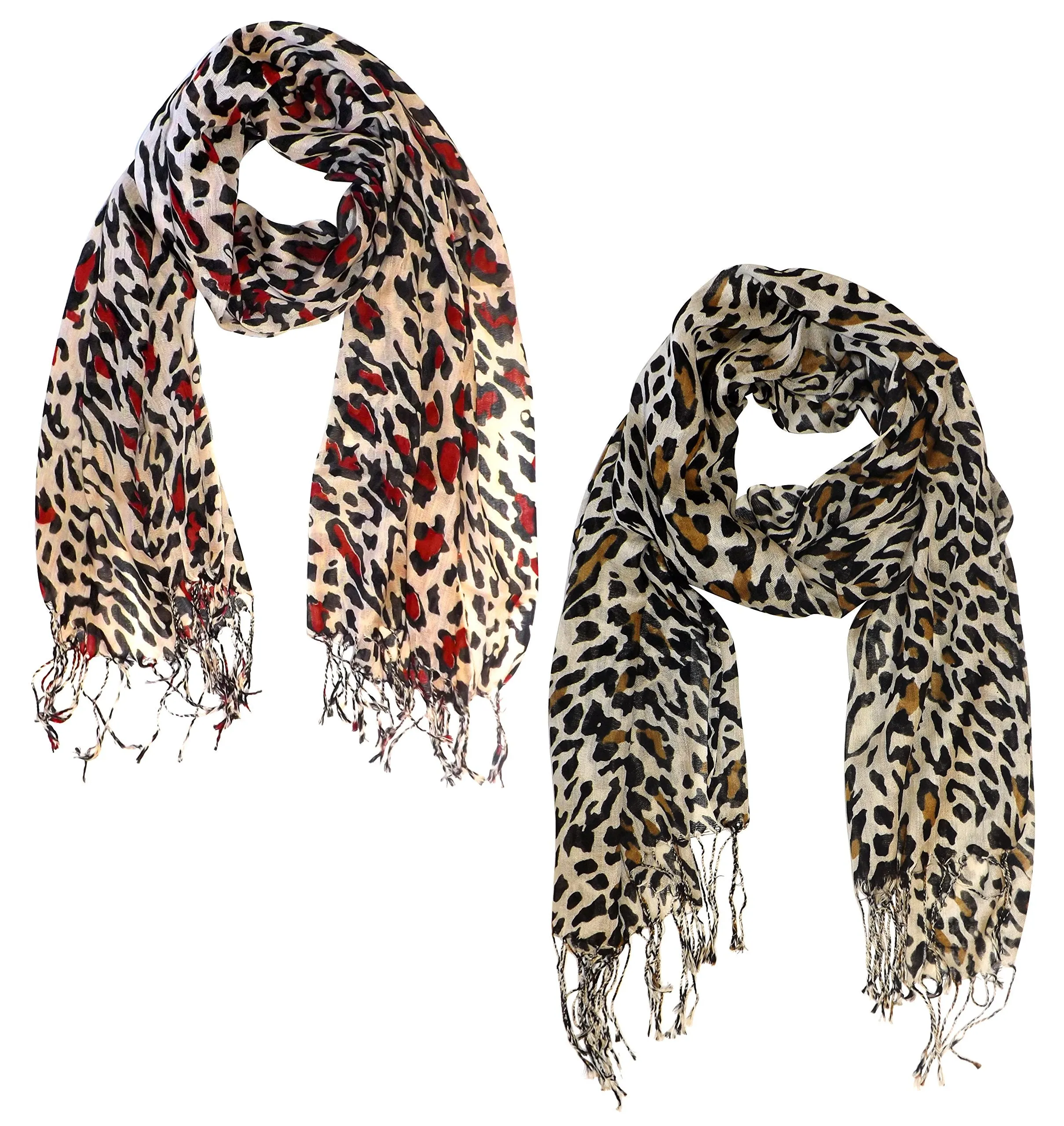 Peach Couture Beautiful Soft and Silky Leopard Print Pashmina Shawl Scarves