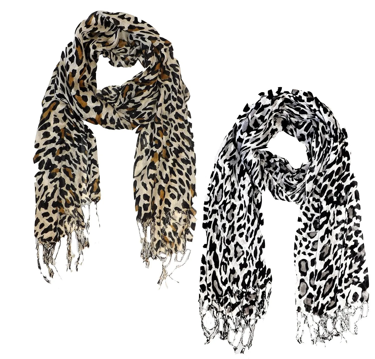 Peach Couture Beautiful Soft and Silky Leopard Print Pashmina Shawl Scarves