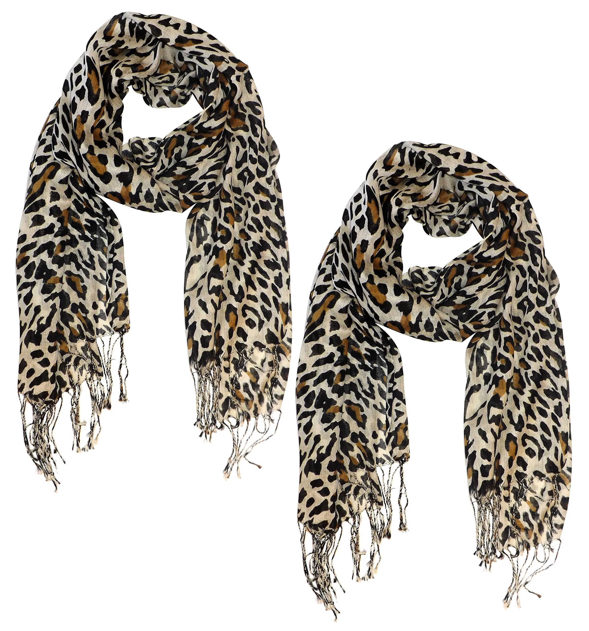 Peach Couture Beautiful Soft and Silky Leopard Print Pashmina Shawl Scarves