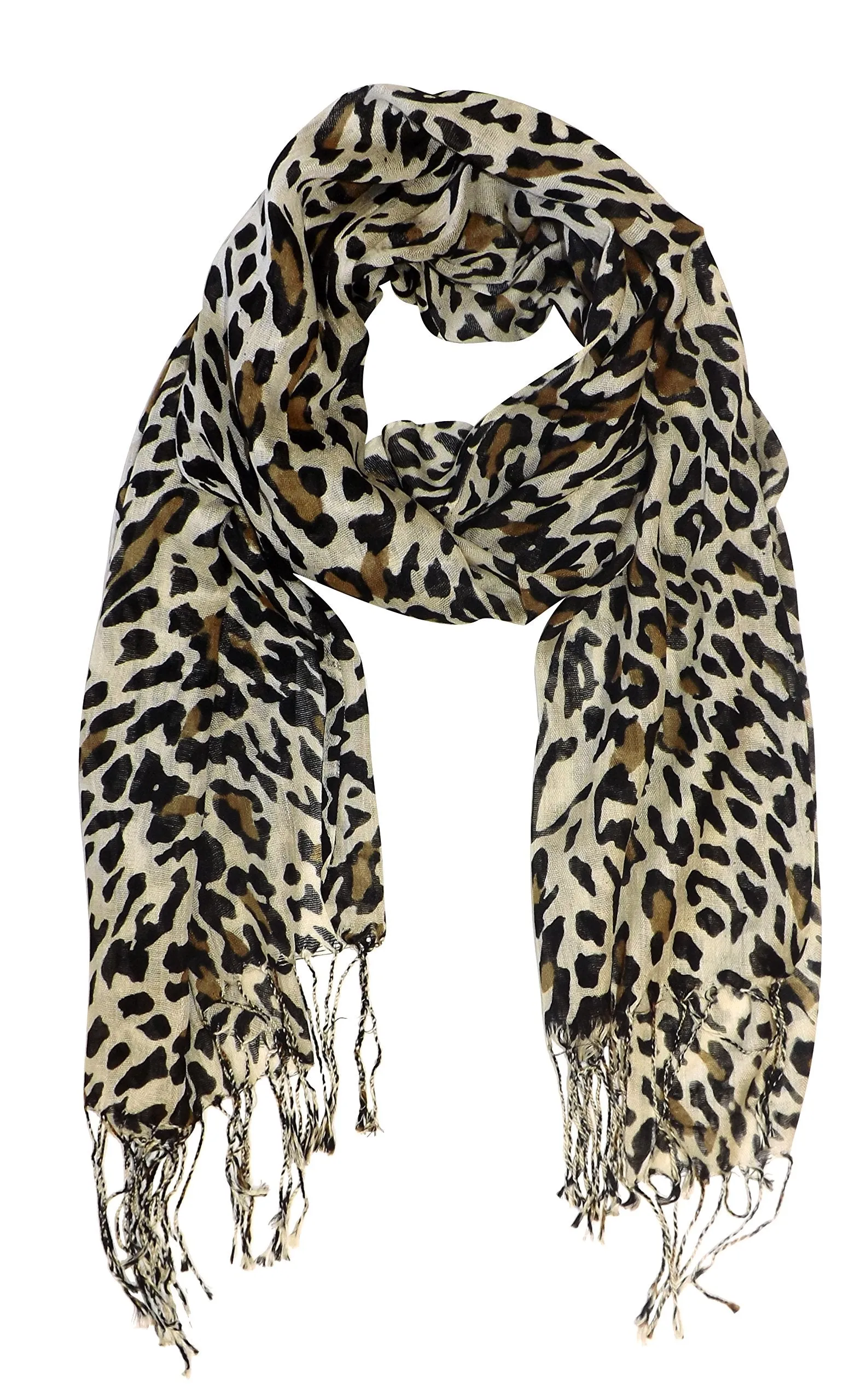 Peach Couture Beautiful Soft and Silky Leopard Print Pashmina Shawl Scarves