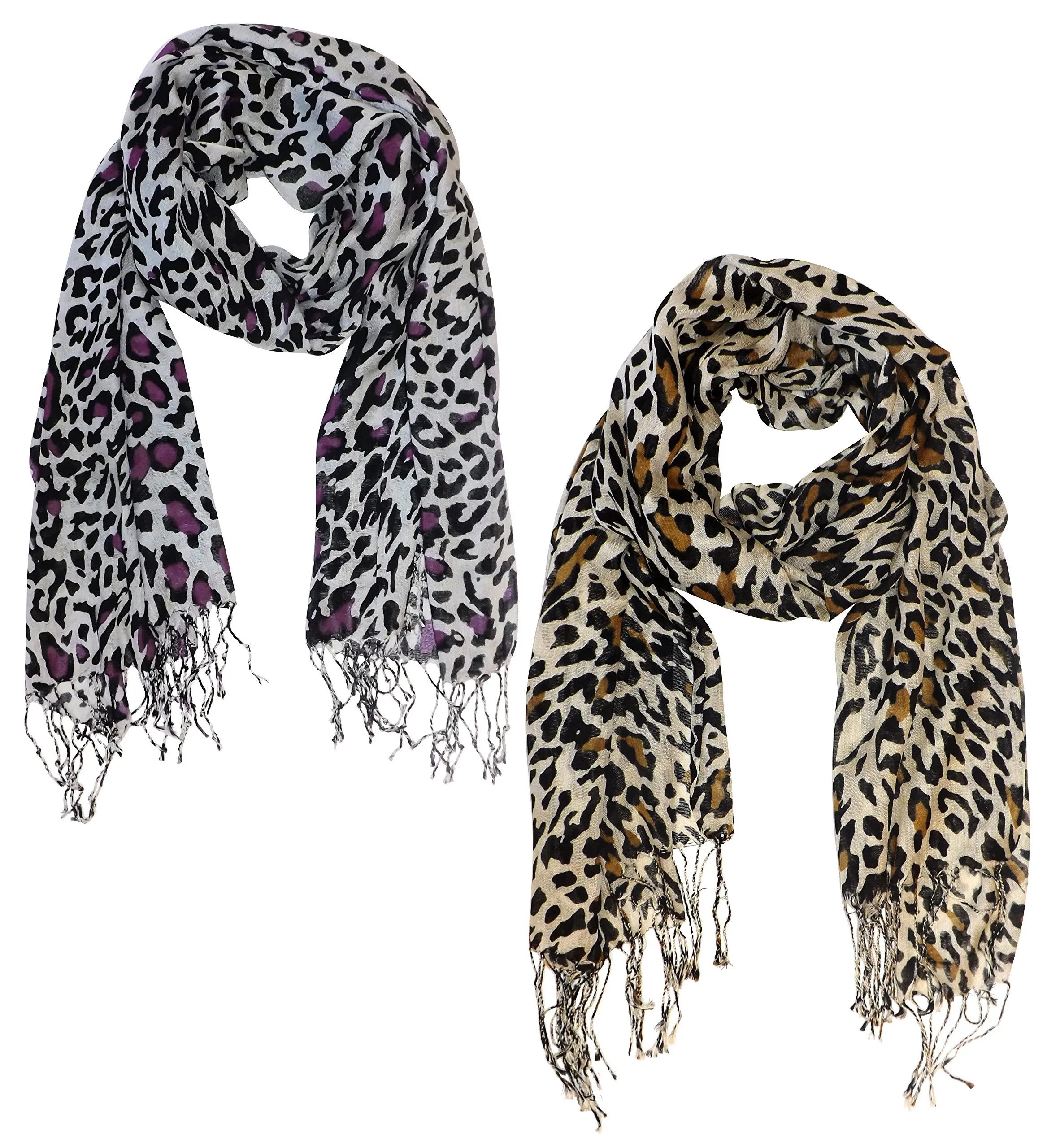 Peach Couture Beautiful Soft and Silky Leopard Print Pashmina Shawl Scarves