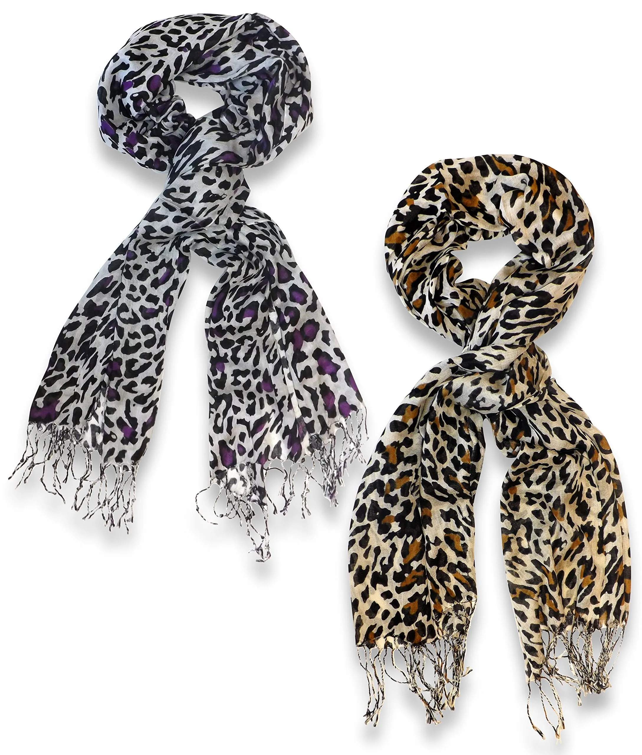 Peach Couture Beautiful Soft and Silky Leopard Print Pashmina Shawl Scarves