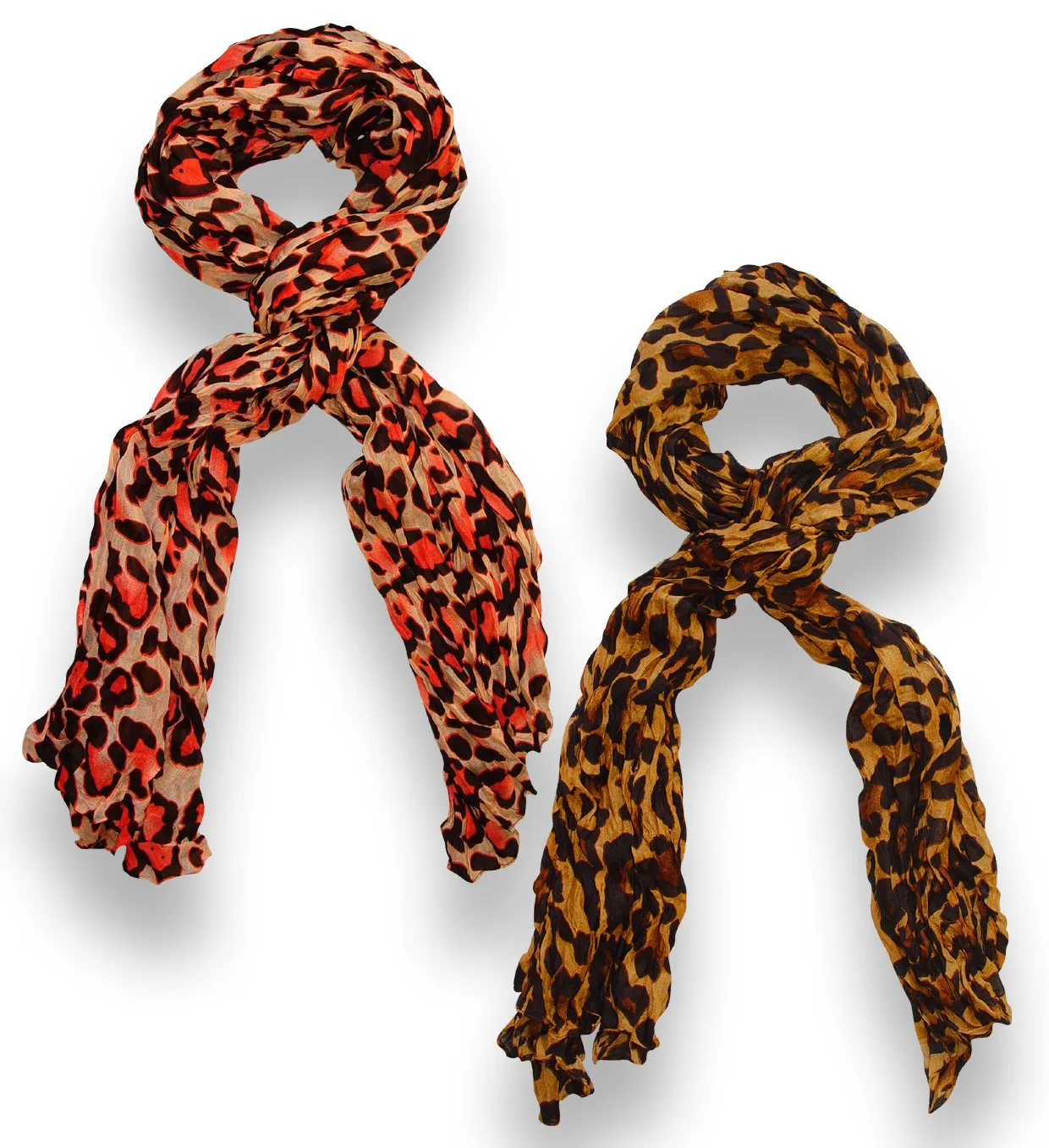 Peach Couture Trendy Women's Leopard Animal Print Crinkle Scarf wrap