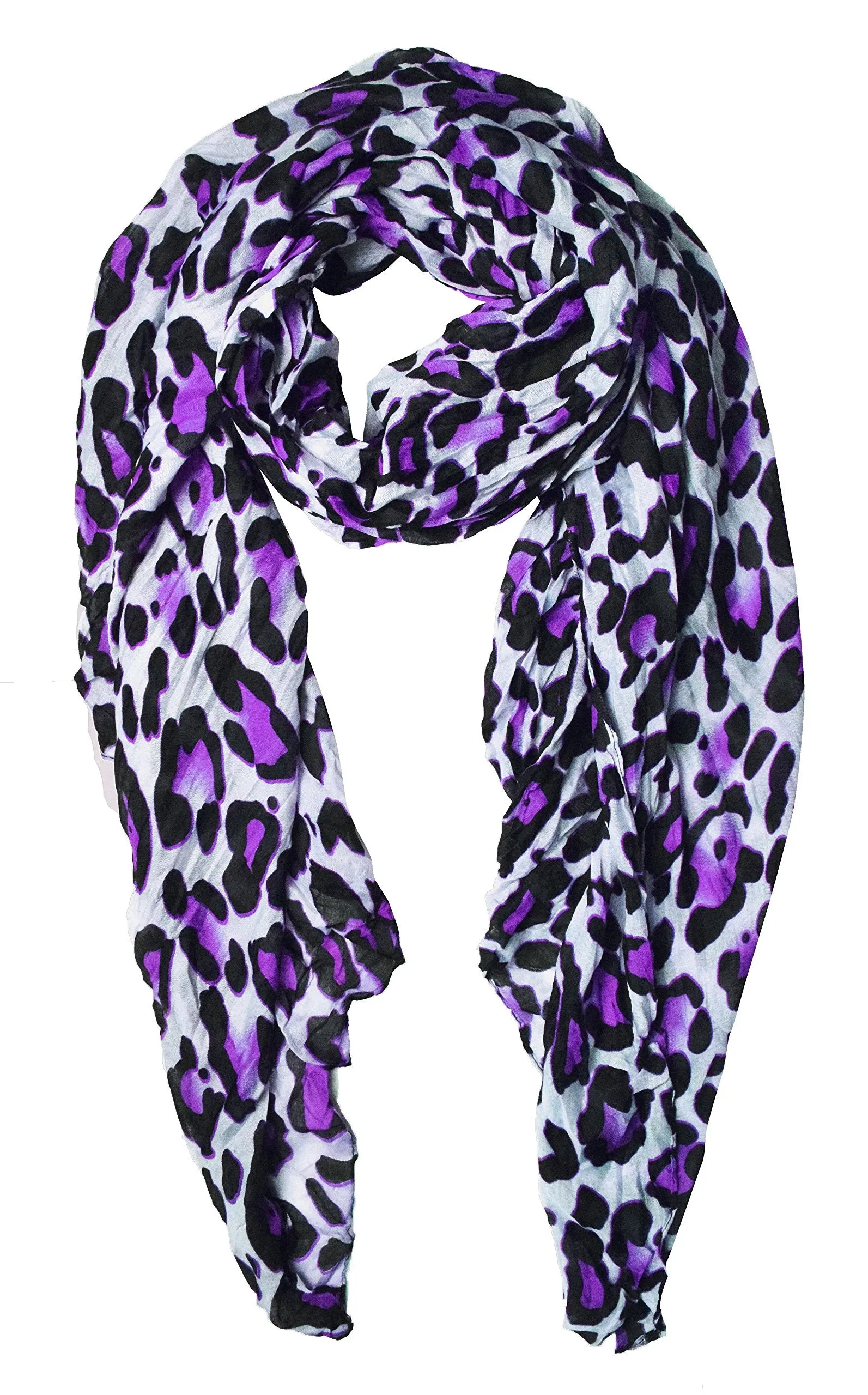 Peach Couture Trendy Women's Leopard Animal Print Crinkle Scarf wrap