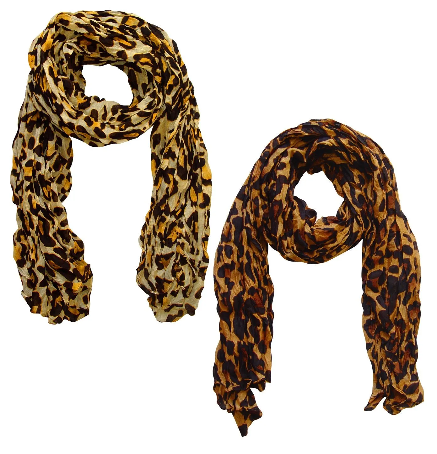 Peach Couture Trendy Women's Leopard Animal Print Crinkle Scarf wrap