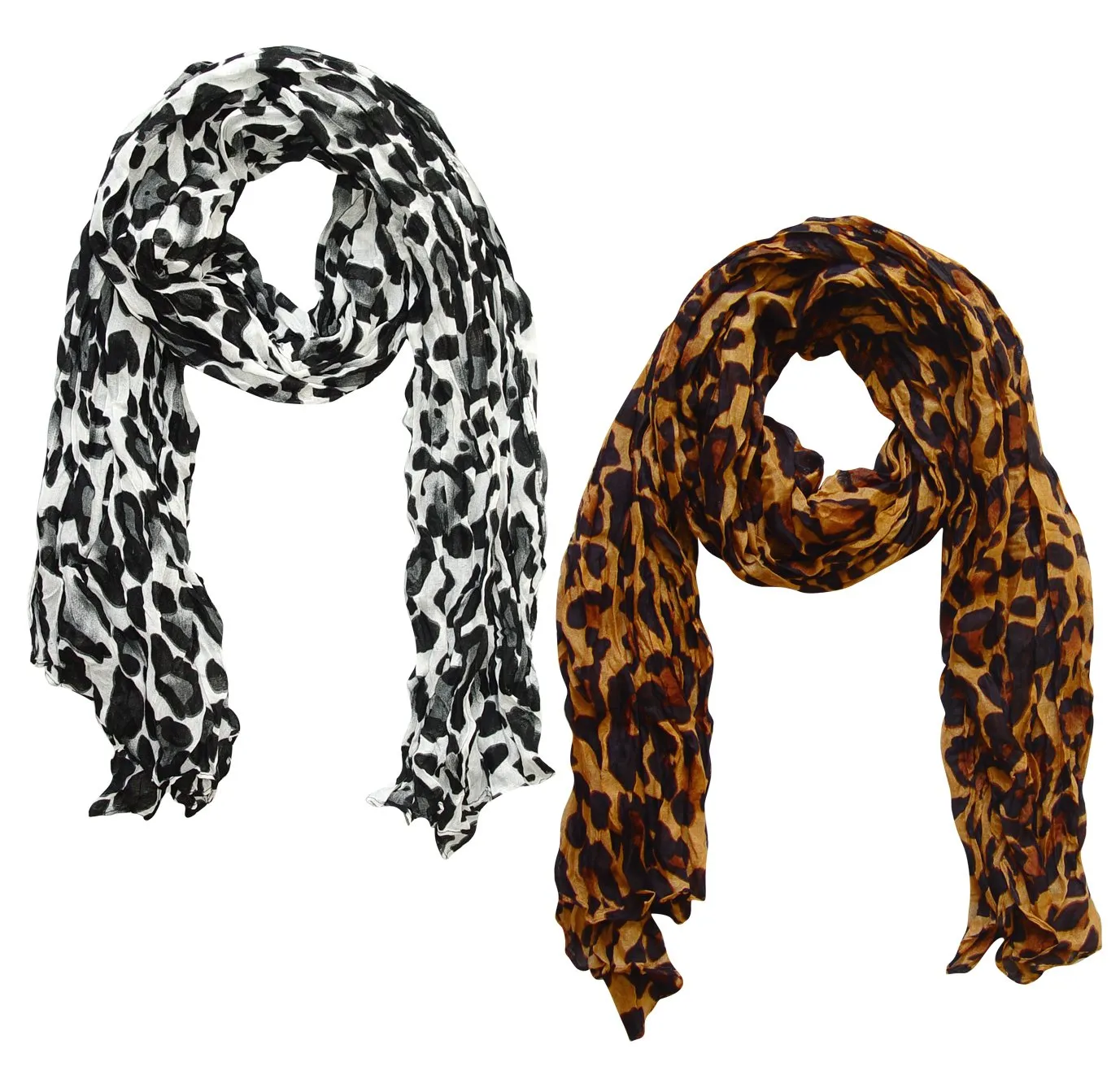 Peach Couture Trendy Women's Leopard Animal Print Crinkle Scarf wrap