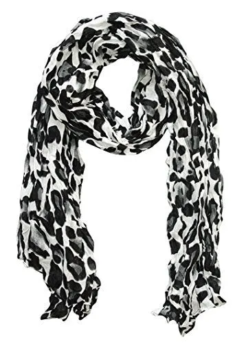 Peach Couture Trendy Women's Leopard Animal Print Crinkle Scarf wrap