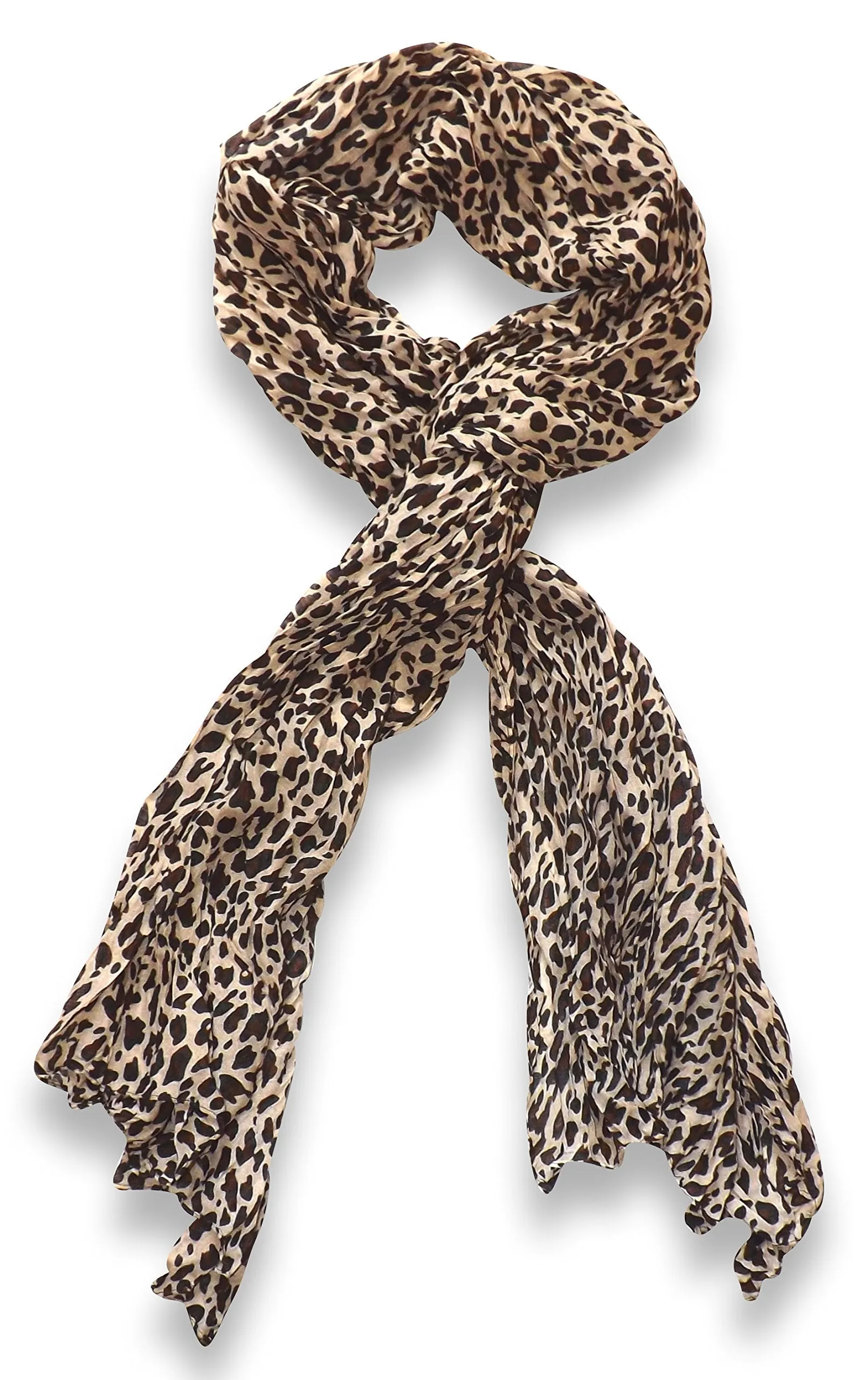 Peach Couture Trendy Women's Leopard Animal Print Crinkle Scarf wrap