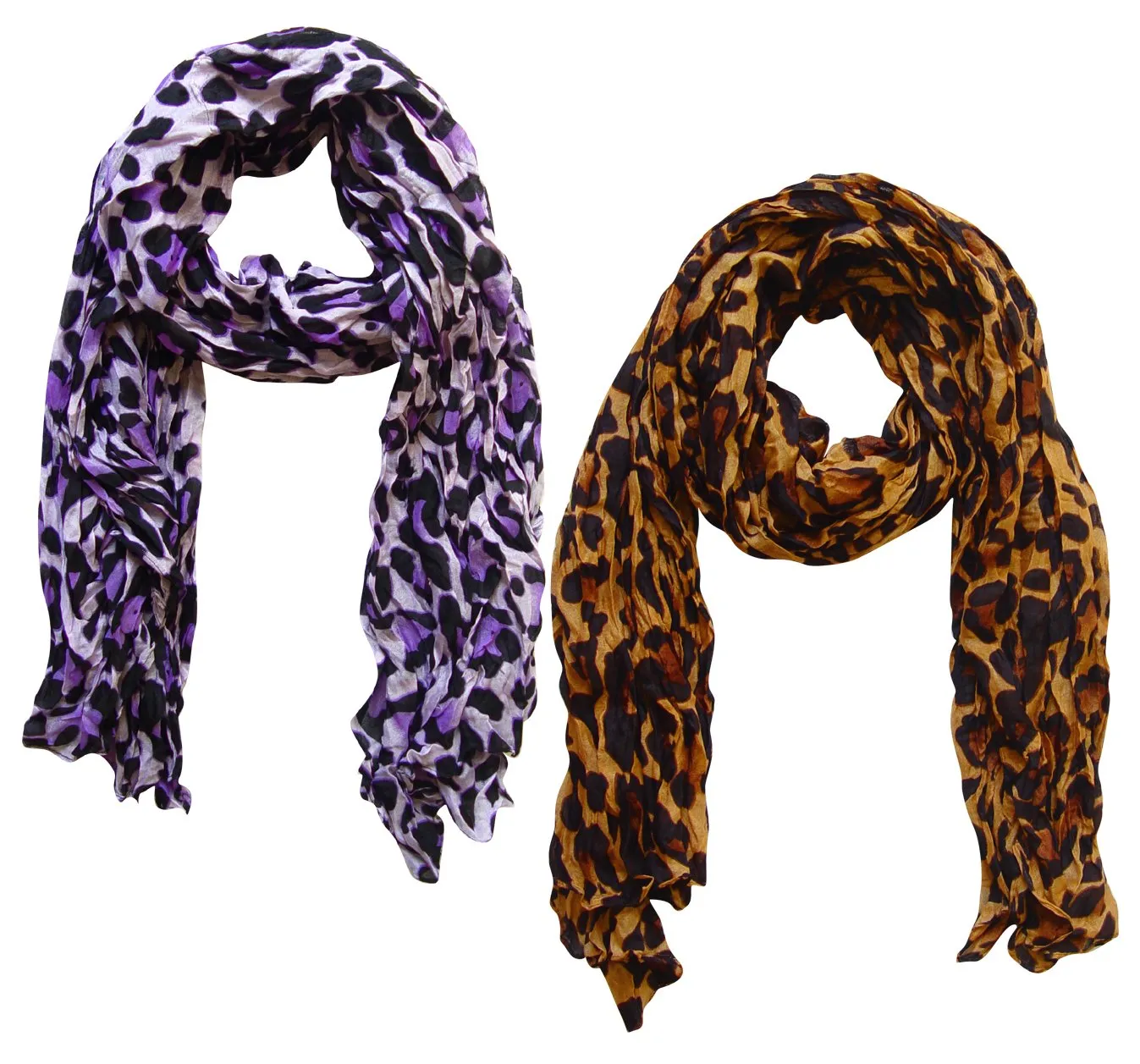 Peach Couture Trendy Women's Leopard Animal Print Crinkle Scarf wrap