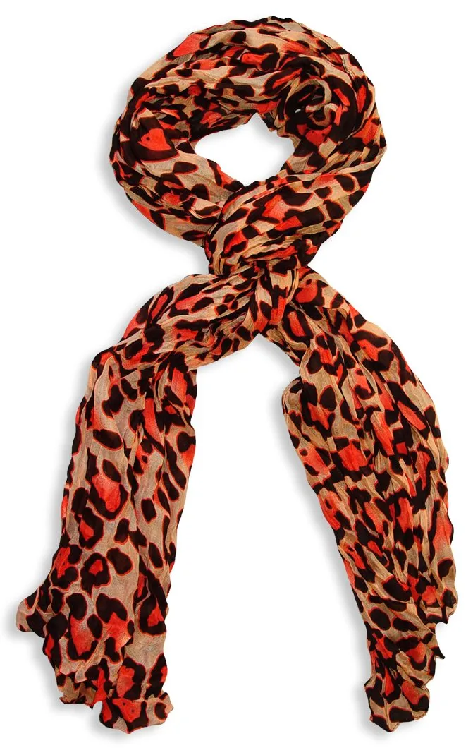 Peach Couture Trendy Women's Leopard Animal Print Crinkle Scarf wrap