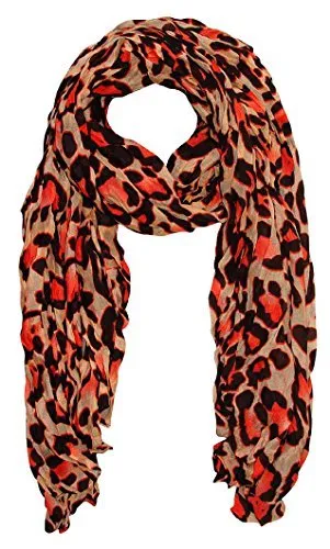 Peach Couture Trendy Women's Leopard Animal Print Crinkle Scarf wrap