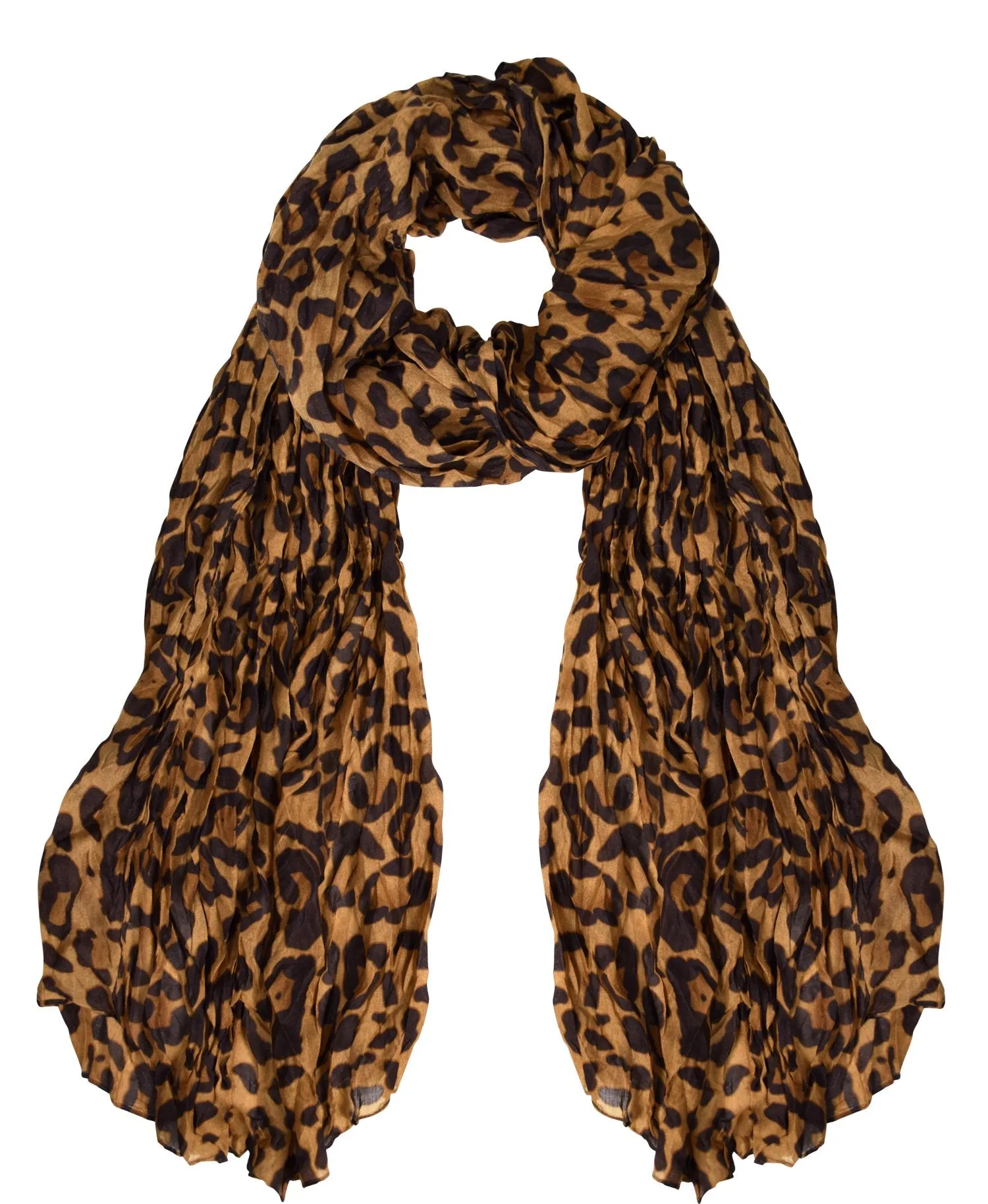 Peach Couture Trendy Women's Leopard Animal Print Crinkle Scarf wrap