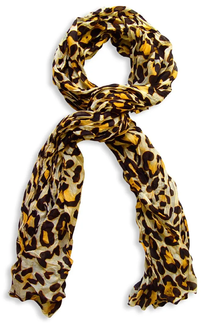 Peach Couture Trendy Women's Leopard Animal Print Crinkle Scarf wrap