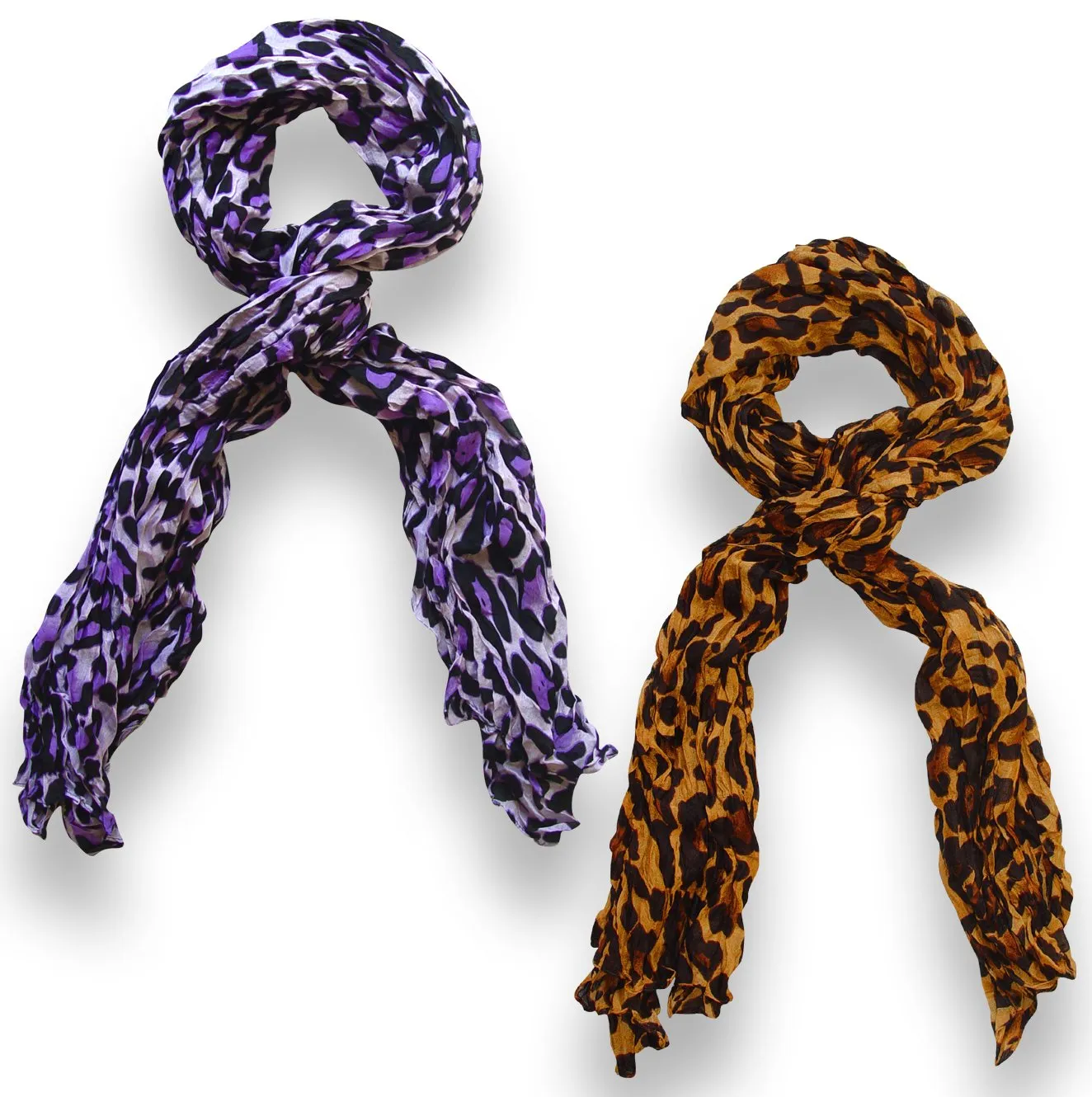 Peach Couture Trendy Women's Leopard Animal Print Crinkle Scarf wrap