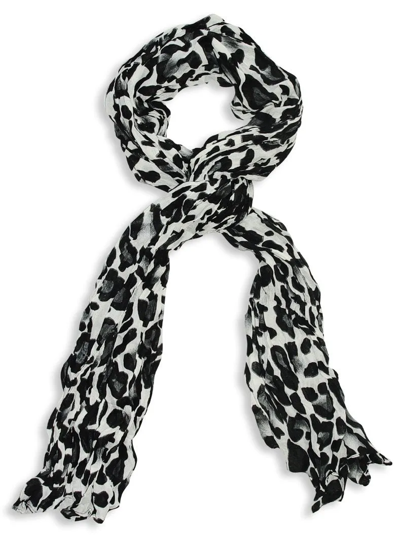 Peach Couture Trendy Women's Leopard Animal Print Crinkle Scarf wrap