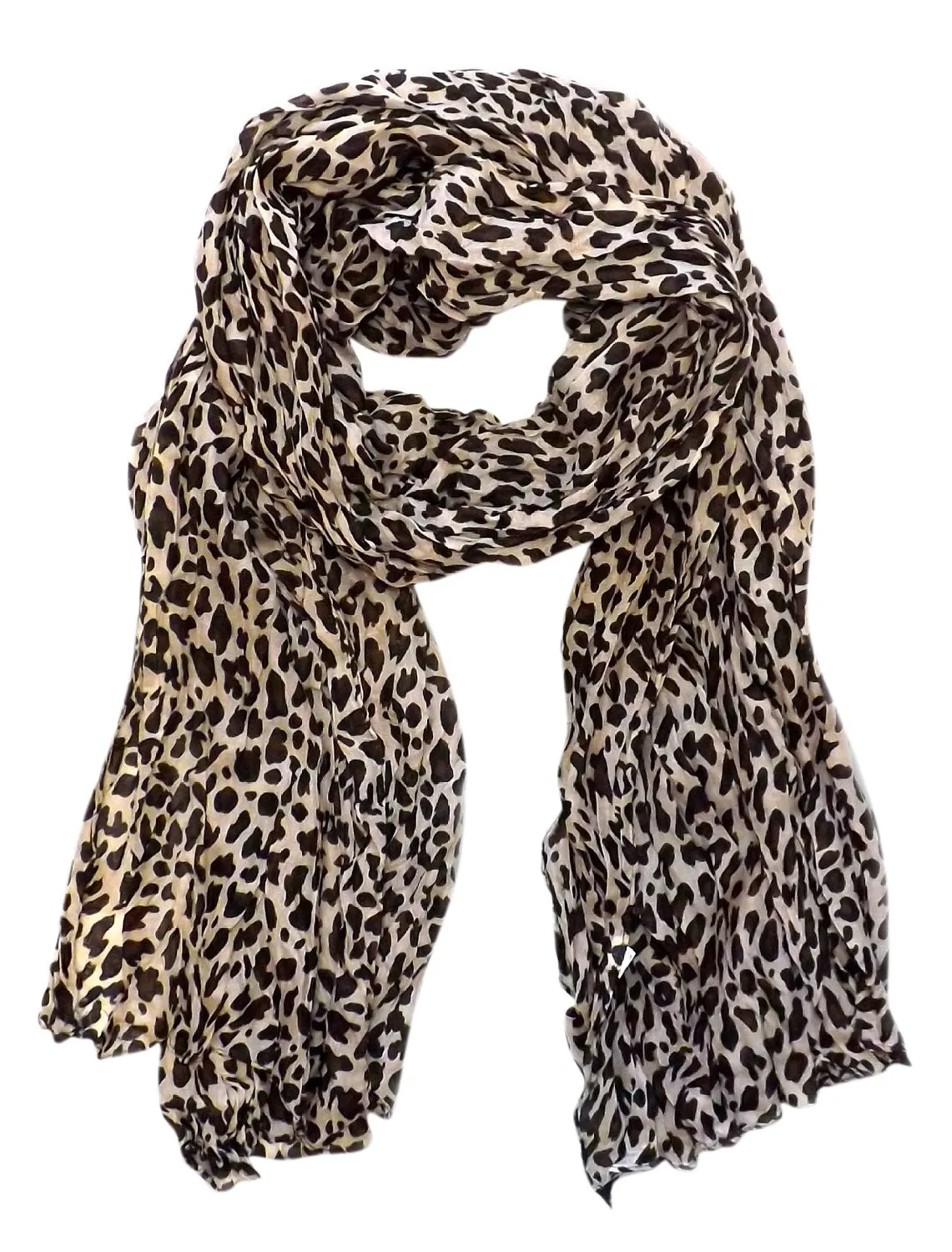 Peach Couture Trendy Women's Leopard Animal Print Crinkle Scarf wrap