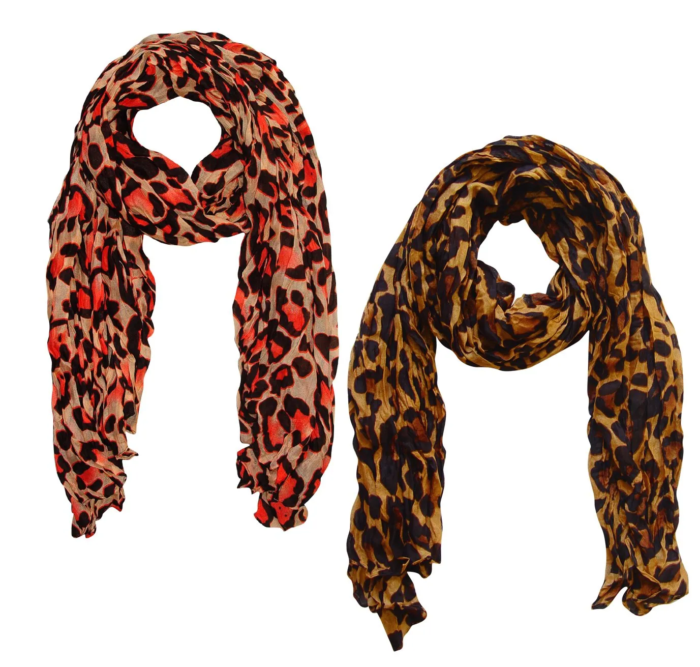 Peach Couture Trendy Women's Leopard Animal Print Crinkle Scarf wrap