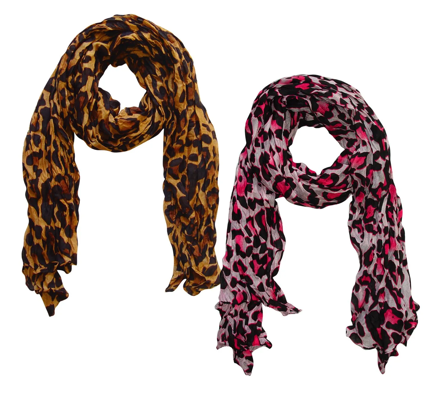 Peach Couture Trendy Women's Leopard Animal Print Crinkle Scarf wrap