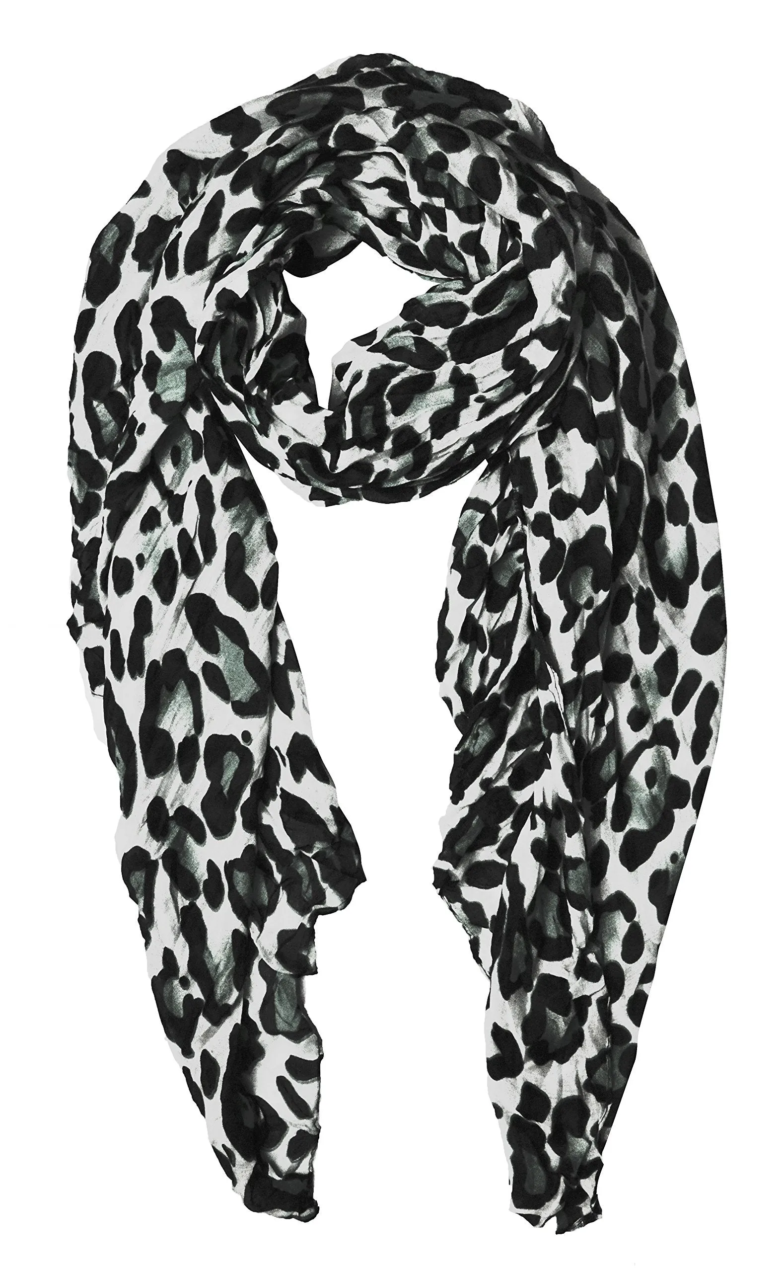 Peach Couture Trendy Women's Leopard Animal Print Crinkle Scarf wrap