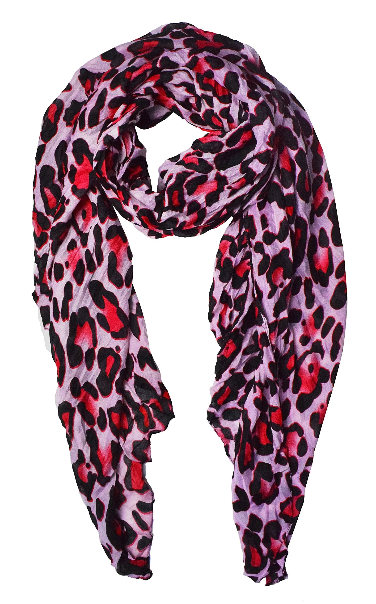 Peach Couture Trendy Women's Leopard Animal Print Crinkle Scarf wrap