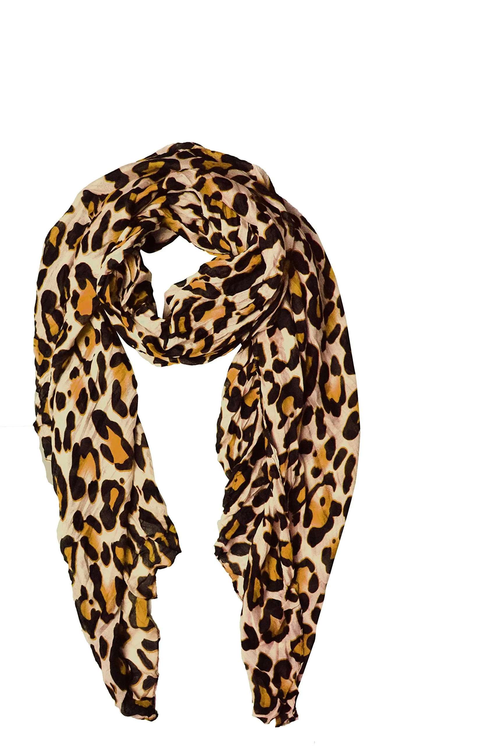 Peach Couture Trendy Women's Leopard Animal Print Crinkle Scarf wrap