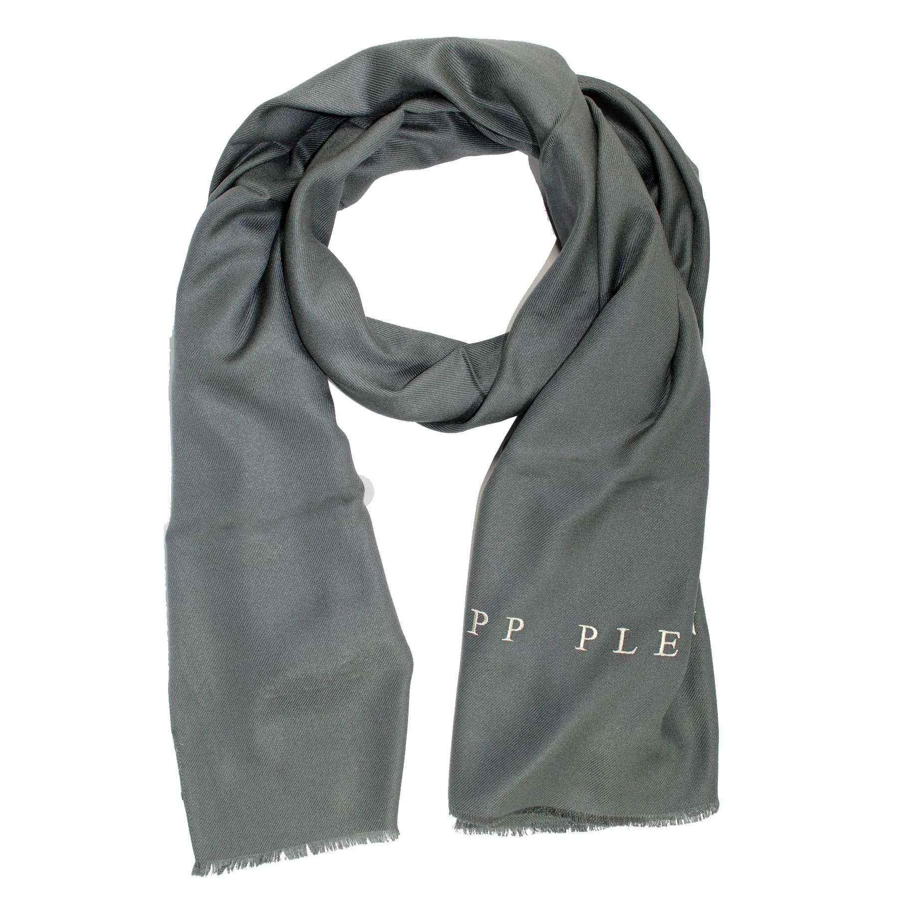 Philipp Plein Scarf Gray Logo Designer Shawl FINAL SALE