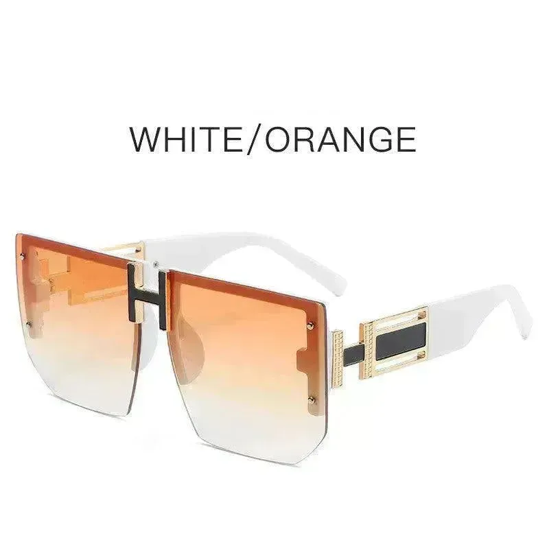 Retro Big Square Rim Glasses Rimless Fashion Sunglasses