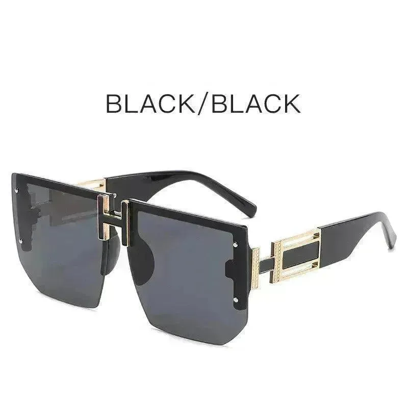 Retro Big Square Rim Glasses Rimless Fashion Sunglasses